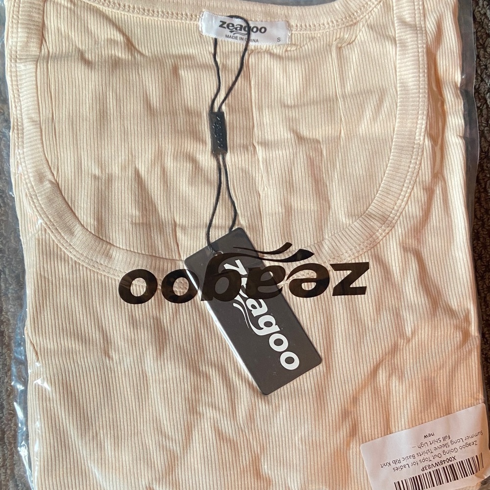 Zeagoo Beige Ribbed Sleeveless Top